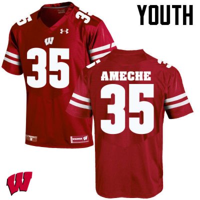 Youth Wisconsin Badgers NCAA #35 Alan Ameche Red Authentic Under Armour Stitched College Football Jersey II31E32EZ